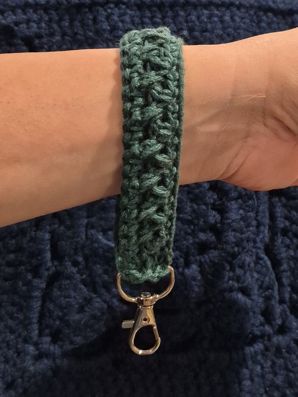 Handcrafted Green Crochet Wristlet Keychain